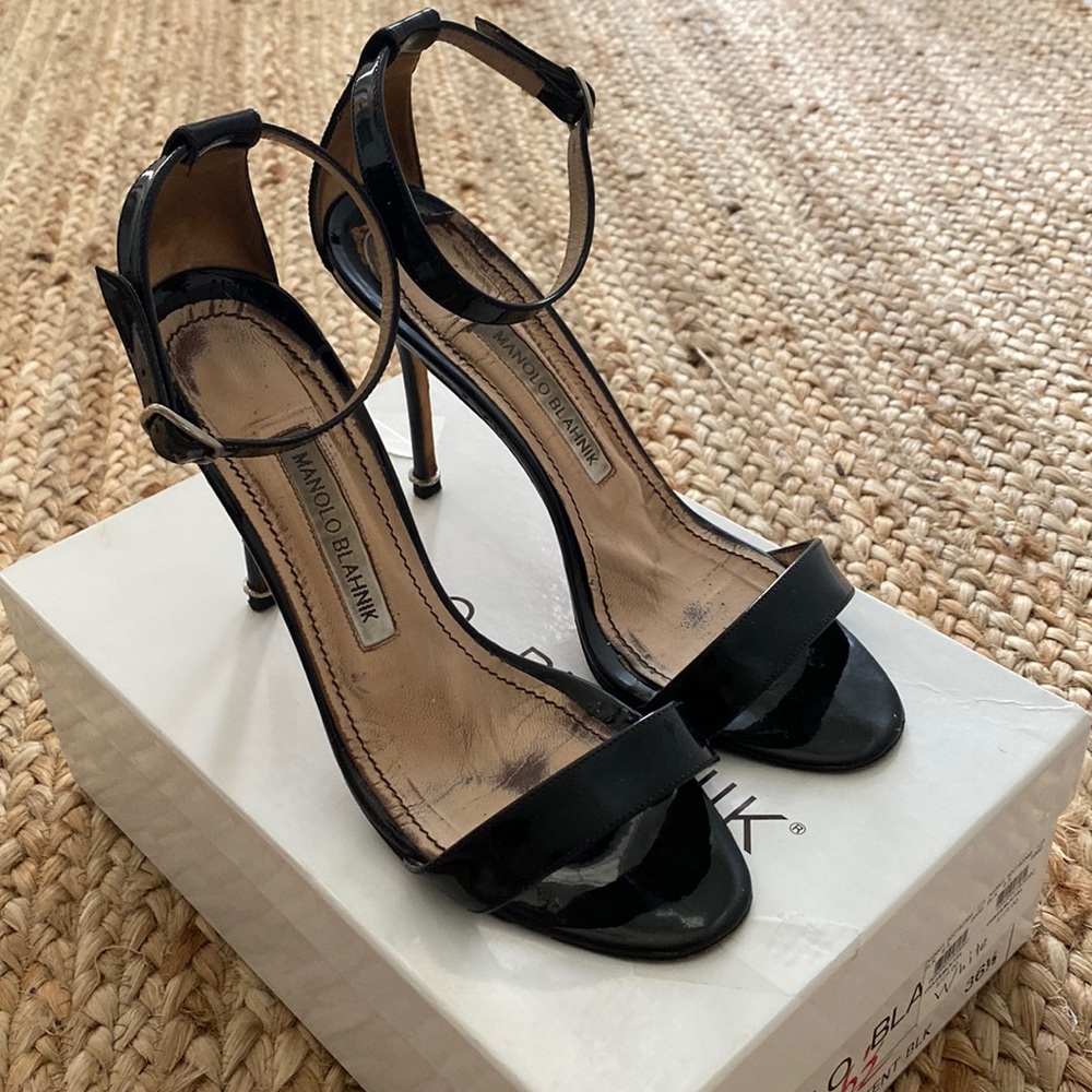 Manolo Blahnik Chaos Patent Leather Sandals